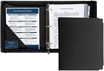 Samsill Classic Professional 3 Ring Zippered Binder, 2 Inch Round Ring, Portfolio Organizer for 8.5x11” Documents, Binder with Zipper, Silver Corner Accents, Black