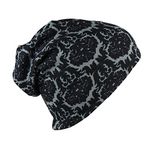 iSWEVEN Cotton Slouchy Beanie and Skull Cap for Summer, Winter, Autumn & Spring Season, Can be Used as a Helmet Cap Too - Free Size (7045A, Black)