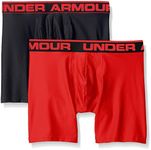 Under Armour Men's Original Series 6” Boxerjock 2-Pack, Black/Red, Medium