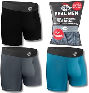 Real Men Bulge Enhancing Underwear 1 or 3 Pack 3-7 Inch, Ultra Soft Boxer Briefs Modal, Bulge Pouch Underwear, D Pouch 7inch 3 Pack- Black Blue Grey, Medium