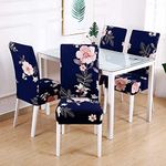 Lukzer 6PC Elastic Stretchable Dining Chair Cover Universal Protective Slipcover (Floral Print Design/ 6Cover), Polyester