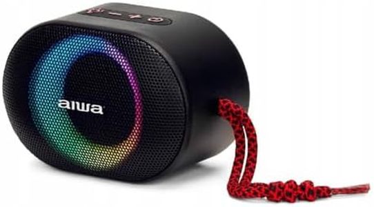 Aiwa BST-330RD - TWS Bluetooth Speaker Compact, Durable and Powerful with Hyperbass Technology, (10W Power, RGB Lighting, Card Reader, Waterproof), Colour: Black and Red