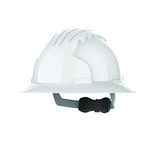 JSP EVO6100 Full Brim Safety Helmet for Construction / Building Wheel Ratchet White (AJP170-000-100)