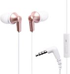 Panasonic ErgoFit Wired Earbuds, In-Ear Headphones with Microphone and Call Controller, Ergonomic Custom-Fit Earpieces (S/M/L), 3.5mm Jack for Phones and Laptops - RP-TCM125-N (Rose Gold)