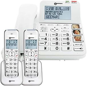 Geemarc Amplidect 295 Combi Duo - Téléphone Fixe Amplifié et ses Combinés Additionnels avec Répondeur, Sonnerie Puissante et Larges Touches pour Séniors - Perte Auditive Faible ou Moyenne - Version FR
