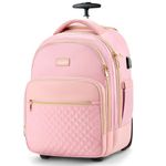 Arcoyard Small Rolling Backpack, 15.6 Inch Underseat Carry On Luggage With Wheel, Wheeled Backpack for Women, Travel Backpack, Pink, 35 liters, Rolling Backpack Carry on Luggage