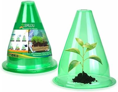 【12 Pack】 Garden Cloches for Plants, Multifunctional Plant Covers Plant Protectors Transparent Bell Jar Cloches to Protect Plants from Birds, Slugs, Frost, Freeze Weather, 7.8" D x 9.4" H, Green