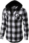 H2H Mens Casual Hoodie Zip up Jackets Check Patterned Long Sleeve with Front Pockets Black US 2XL/Asia 3XL (CMOJA117)