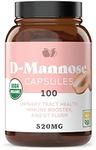 Complete Natural Products Organic D-Mannose Capsules - Pure D-Mannose Pills 100 Count for UTI, Bladder, & Urinary Tract Health