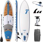 THURSO SURF Max Multi-Purpose Inflatable Stand Up Paddle Board SUP 11'6 x 34'' x 6'' Two Layer Deluxe Package Includes Carbon Shaft Paddle/2+1 Quick Lock Fins/Leash/Pump/Roller Backpack