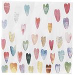 Boston International IHR 20-Count 3-Ply Cocktail Beverage Paper Napkins, 5 x 5-Inches, Rainbow Hearts