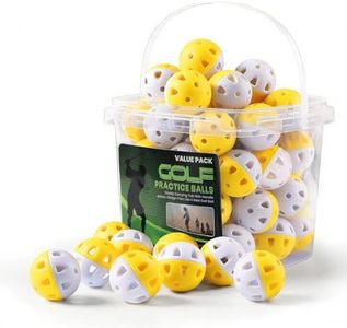 BRAMASOLE Weighted Practice Golf Balls Plastic Value 50 Pack with Bucket, Limited-Flight & Colorful Training Balls for Indoor Outdoor Backyard Use, Durable Easy-to-Find Balls (Yellow)