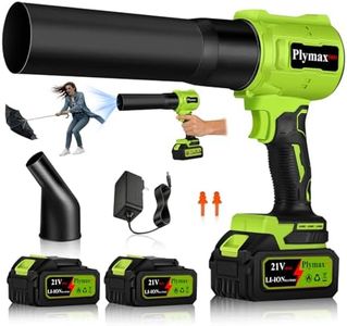 Plymax Cordless Leaf Blower, 800,000 RPM Battery Powered Leaf Blower,Handheld Leaf Blower Cordless with 2×21V Batteries, Portable Turbo Jet air Blower with Dual-Speed Nozzles for Yard & Car Drying