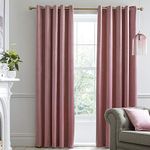 Laurence Llewelyn-Bowen Montrose Blush Blackout, W66 x L72 (168 x 183cm), Velvet Living Room & Bedroom, Pink Thermal/Eyelet Curtains, Fabric