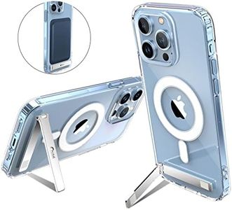 chitri for iPhone 13 Pro Max Case Clear, [Three-Way Stand Magnetic Case] Compatible with MagSafe Charger [with Metal Kickstand] Transparent Hard PC Back Slim Shockproof Protective Case