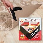 NeverCurl Best V Shape Design Gripper to Instantly Stops Rug Corner Curling. Safe for Wood Floors. for Indoor & Outdoor Rugs - Not an Anti-Slip pad - Made USA - Patented