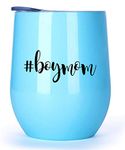 #BOYMOM | Boy Mom | 12 OZ Stainless Steel Stemless Wine Tumbler with Lid - Mom Mug - New Mom Cup - Mother of Boys - Wine Tumbler - Best Mom Mug Tumbler