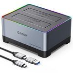 ORICO Hard Drive Docking Station USB 3.2 Gen 2 to SATA I/II/III 2.5 or 3.5 inch HDD SSD Aluminum Alloy RGB Gaming Dock up to 18TB with UASP [Both Type-C and Type-A Support], Tool-Free (5528C3)