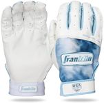 Franklin Sports USA Softball Women's Softball Batting Gloves - Classic X Fastpitch + Slowpitch Softball Girls Batting Gloves - Youth Girls Batting Glove Pair - White + Blue - Youth Medium