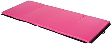 Soozier 4'x10'x2'' Folding Gymnastics Tumbling Mat, Exercise Mat with Carrying Handles for Yoga, MMA, Martial Arts, Stretching, Core Workouts, Pink