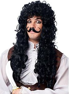 Costume Culture by Franco LLC Captain Hook Black Wig and Moustache One Size