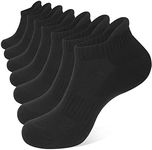 Closemate 7 Pairs Ankle Athletic Running Socks for Men and Women Low Cut Wicking Breathable Sport Cushion Tab Socks (Size L, 7Black)