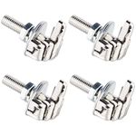 Temzzer Number Plate Screws Motorcycle Cool Metal Anti Theft License plate bolts for Most Vehicle Motorcycle 4 Pcs (Silver 1)