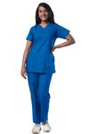 UNIFORM CRAFT Women’s Scrub Suits DSVX || 4 pocket scrubs | Ideal for doctors, dentists, vets, nurses & healthcare professionals (Island Blue, M)