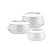 SQ Professional Insulated Casserole Pot Serving Dishes with Lids -3pc Olympic Thermal Hot pot - Food Containers Set -Soup/Salad Food Warmer-Hotpot Set 3.5, 6 & 8Liters (White)