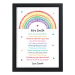 PERSONALISED Rainbow Poem Gifts for Teachers, Teaching Assistants, TA, Nursery Teachers - Best Teacher Poem Gifts for Female Teacher - Teacher Appreciation - End of Term, School Leaving Gifts