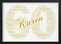 Personalised 60th Birthday Gifts for Women or Men - Custom Word Art Print - Unique 60th Gifts Keepsake present for Her Him - Mother Nan Sister Friend Brother Dad Granddad - Any Age - Framed Print