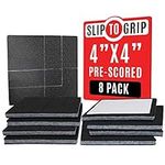 SlipToGrip Non Slip Furniture Gripper Pads | Non Skid Surface Pads Stop Sliding | Pre-Scored Multi Pack with 3/8" Felt Core (8 Pads) | Create Custom Sizes 4", 2", 1" | Anti Slip Rubber Protects Floors