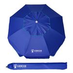 AMMSUN 6.5 Foot Heavy Duty HIGH Wind Beach Umbrella with tilt Sun Shelter, UV 50+ Protection Outdoor Sunshade Umbrella with Carry Bag for Patio Garden Beach Pool Backyard (Navy)