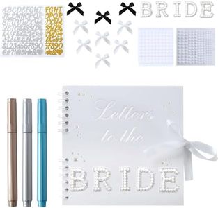 Lythesia Letters to The Bride Scrapbook 8 x 8 Inch DIY Wedding Scrapbook Book Bridal Blank Scrapbook with Self-Adhesive Decoration, 3 Markers, Pearl Stickers, Metallic Letters, Bows(White)