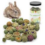 17 PCS Rabbit Chew Toys,Natural Chew Grass Cakes and Chewing Grass Balls,Small Animal Teeth Health Toys,for Rabbits,Hamsters,Rats,Hamsters,Guinea Pigs and Other Small Animals (Style-6)