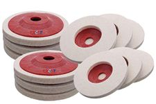 KROST Wool Felt Buffing Pad Wheel Disc for Polishing Stainless Steel,Metal,Marble, Glass, Ceramic, 4 inch Angle Grinder Abrasive Rotary Tool Accessory - White, 100 x 16mm x 16mm Dia. (40)