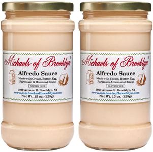 MICHAEL'S OF BROOKLYN Alfredo Sauce - Premium Quality with Cream & Butter - Blend of Parmesan & Romano Cheeses, Non GMO & Gluten Free, Perfect Pure Alfredo Pasta Sauce - 15 oz (Pack of 2)