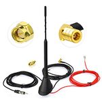 Eightwood DAB Car Aerial DAB Car Radio Antenna Splitter Amplified SMA SMB Adapter Digital DAB with 5M 16.4ft Extension Cable Compatible for DAB+ AM/FM Car Radio Blaupunkt Pioneer Clarion Alpine JVC