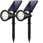 InnoGear Upgraded Solar Lights 2-in-1 Waterproof Outdoor Landscape Lighting Spotlight Wall Light Auto On/Off for Yard Garden Driveway Pathway Pool,Pack of 2 (White Light)