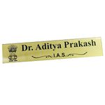 Angad Personalized Name Plate for Office Table Desk Stand Holder Customized with Logo & Name Company or Individual (Gold Tri 9x2)