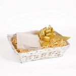 White Wicker Basket For Hampers Make You Own Gift Hamper Kit Birthday Christening Newborn Wedding Christmas Gifts Hampers (Beige)