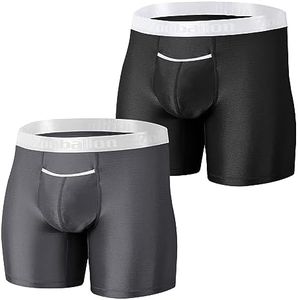 BIATWOWR Calzoncillos tipo bóxer para hombre, sedosos, con bragueta abierta, sin etiquetas, banda ancha elástica, antirozaduras, ropa interior de pierna larga, Paquete de 2: multicolor 02, M