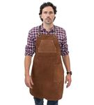 Angus Stoke Premium Leather Apron - Full Leather BBQ Apron - One-Cut Vintage Leather Apron - BBQ & Kitchen - Stan, brown, L-XL