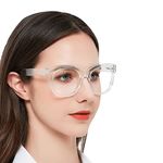 MARE AZZURO Big Oversized Reading Glasses 1.75 Women Trendy Large Square Readers 1.0 1.25 1.5 1.75 2.0 2.25 2.5 2.75 3.0 3.5 4.0 5.0 6.0 (Transparent, 1.75)