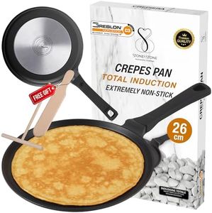 Stone&Stone Poêle À Crêpes 26CM Professionnel adaptée à induction Gas | Super antiadhésive allemand Résistante à la corrosion Anti-rayures en aluminium et acier Poêle à Frire Crêpière saine Sans PFOA