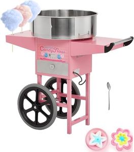 Electric Candy Cotton Machine With 20 Inch Stainless Steel Bowl,Cotton- Candy Maker Machine for Kids With Cart,Nostalgia Candy Cart Commercial For Party, Home,Festival,Amusement Park,Carnival,Pinks