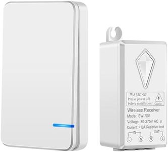 Greencycle Wireless Lights Switch Kit, Mini Switch with Receiver, No Wiring, No WiFi Needed, Outdoor 1900ft Indoors 229ft Remote Lighting Fixture for Led Light, Ceiling Lights and Lamps,Waterproof