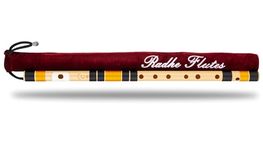 Radhe Flutes | PVC Fiber | C Natural | Right Handed | Black & Orange Threads | Assorted Colours for Velvet Cover + Complete Flute Beginners Online Course In Hindi and English