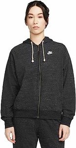 Nike Women's Sportswear Gym Vintage Full-Zip Hoodie, Black/White, Small