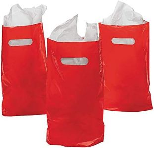 Fun Express - Red Plastic Bags (50pc) - Party Supplies - Plastic Bags - 50 Pieces
